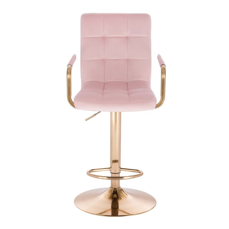 Powder-pink velour chair gold-base