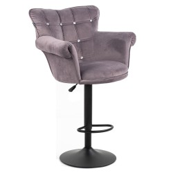 Grafitowy welurowy fotel kosmetyczny czarny