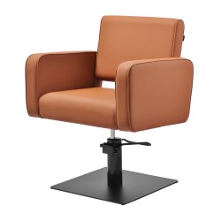 Brązowy fotel fryzjerski czarna podstawa