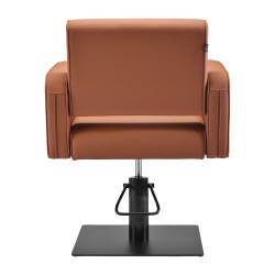 Brown salon chair black base