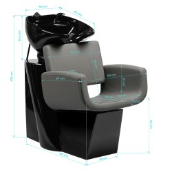 Gray reclining salon shampoo chair