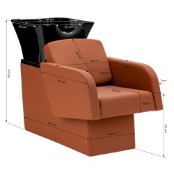 Brown salon shampoo chair unit