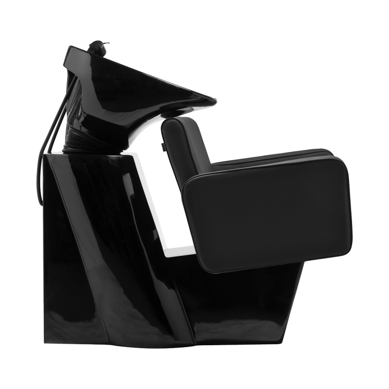 Czarna myjnia fryzjerska z miską