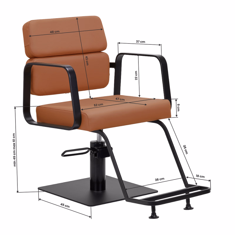 Studio Line fotel fryzjerski Porto czarno Pomarańczowy