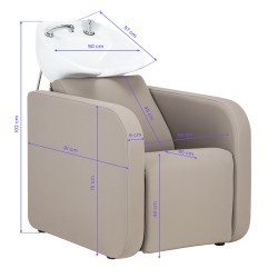 Gabbiano Myjnia fryzjerska Sylvia z elektrycznym podnóżkiem beżowa