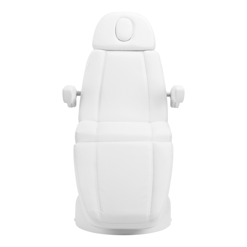 Biały elektryczny fotel do zabiegów kosmetycznych z funkcją recliner