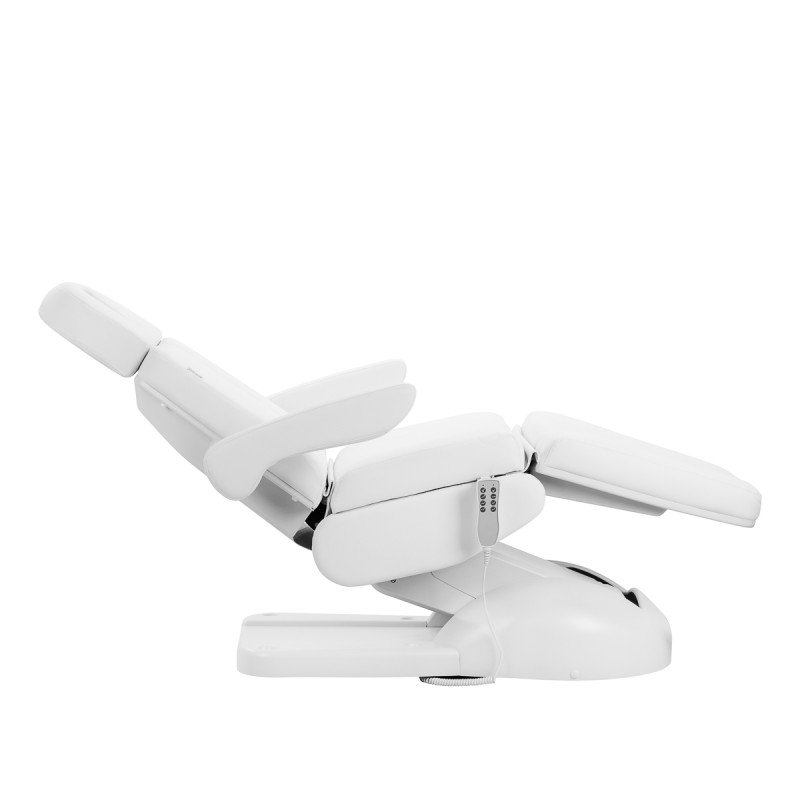 Biały elektryczny fotel do zabiegów kosmetycznych z funkcją recliner