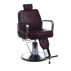 Brown leather barber chair, chrome