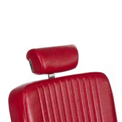 Red leather barber chair footrest