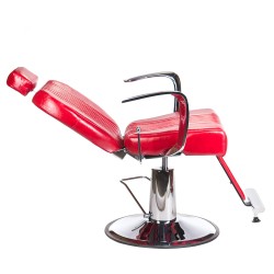 Red upholstered barber chair