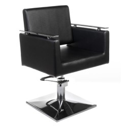 Black salon barber chair chrome base