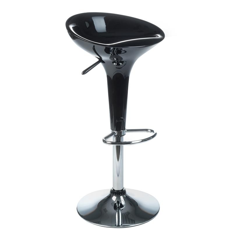 Black bar stool with footrest