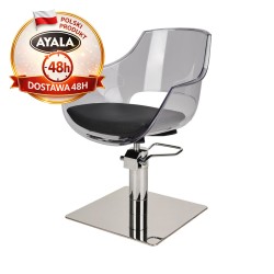 Fotel Fryzjerski GHOST  Srebrna Kwadratowa Podstawa  Ayala 48h krzesło fryzjerskie EVERSUN