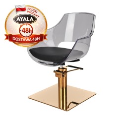 Fotel Fryzjerski GHOST  Złota Kwadratowa Podstawa  Ayala 48h krzesło fryzjerskie EVERSUN