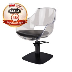 Fotel Fryzjerski GHOST  Czarna Kwadratowa Podstawa  Ayala 48h krzesło fryzjerskie EVERSUN