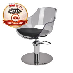 Fotel Fryzjerski GHOST  Srebrna Okrągła Podstawa  Ayala 48h krzesło fryzjerskie EVERSUN