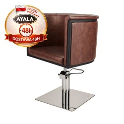 Fotel Fryzjerski GIO  Srebrna Kwadratowa Podstawa  Ayala 48h krzesło fryzjerskie EVERSUN