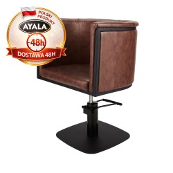 Fotel Fryzjerski GIO  Czarna Kwadratowa Podstawa  Ayala 48h krzesło fryzjerskie EVERSUN