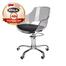 Fotel Fryzjerski GHOST  Srebrna Pięcioramienna Podstawa  Ayala 48h krzesło fryzjerskie EVERSUN
