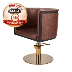Fotel Fryzjerski GIO  Złota Okrągła Podstawa  Ayala 48h krzesło fryzjerskie EVERSUN