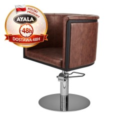 Fotel Fryzjerski GIO  Srebrna Okrągła Podstawa  Ayala 48h krzesło fryzjerskie EVERSUN