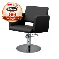 Czarny Fotel Fryzjerski LEA  Czarna Okrągła Podstawa  Ayala 48h krzesło fryzjerskie EVERSUN