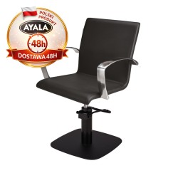 Czarny Fotel Fryzjerski PARTNER  Czarna Kwadratowa Podstawa  Ayala 48h krzesło fryzjerskie EVERSUN
