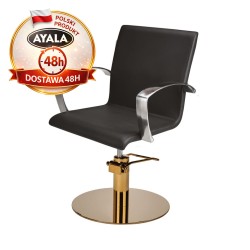 Czarny Fotel Fryzjerski PARTNER  Srebrna Pięcioramienna Podstawa  Ayala 48h krzesło fryzjerskie EVERSUN
