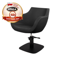 Czarny Fotel Fryzjerski THOMAS  Czarna Kwadratowa Podstawa  Ayala 48h krzesło fryzjerskie EVERSUN