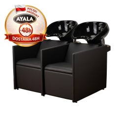 Czarna Podwójna Myjnia Fryzjerska LUNA SOFA - Czarna Misa - Ayala 48h myjka fryzjerska EVERSUN