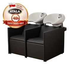 Czarna Podwójna Myjnia Fryzjerska LUNA SOFA - Biała Misa - Ayala 48h myjka fryzjerska EVERSUN