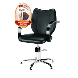 Biały fotel fryzjerski chromowana podstawa