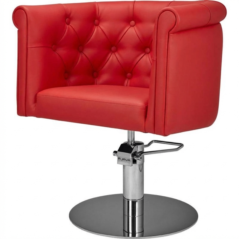 White salon chair chrome base