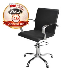 Fotel Fryzjerski Partner  Czarny  Podstawa Pięcioramienna  Ayala 48h krzesło fryzjerskie EVERSUN