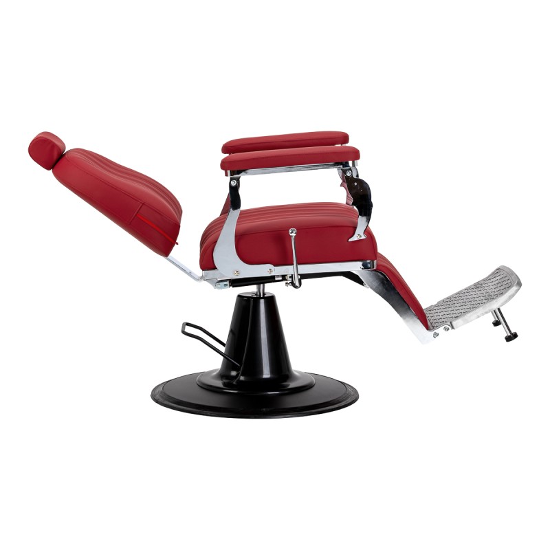 Red barber chair with footrest