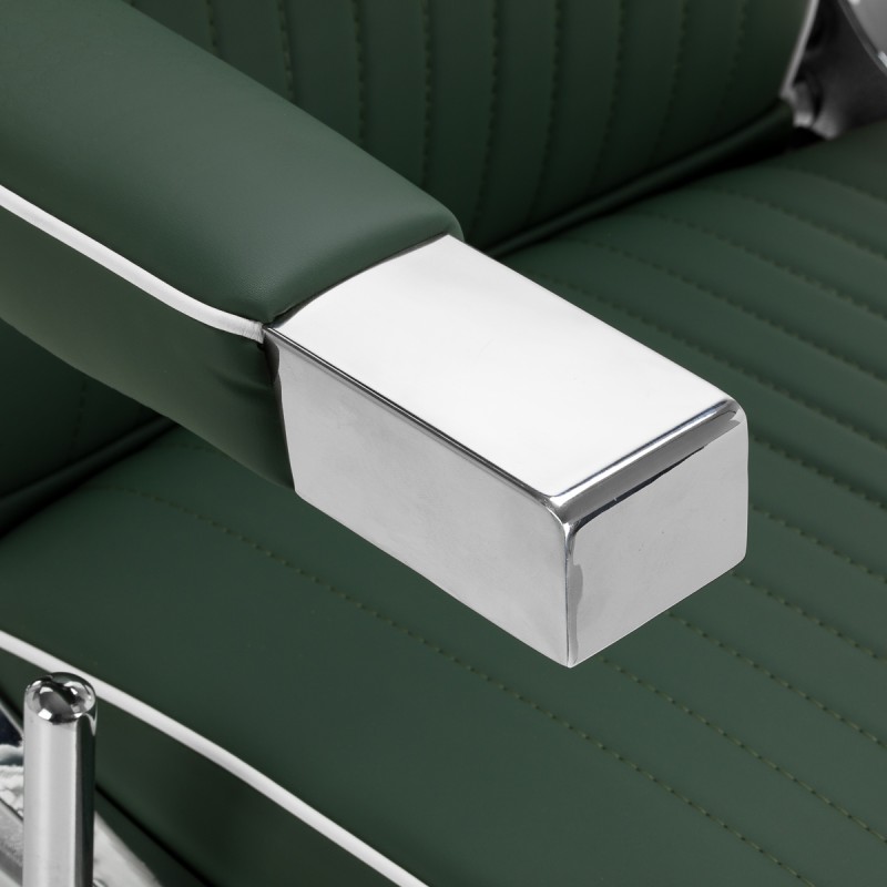 Gabbiano fotel barberski Visionerio zielony chrom rama