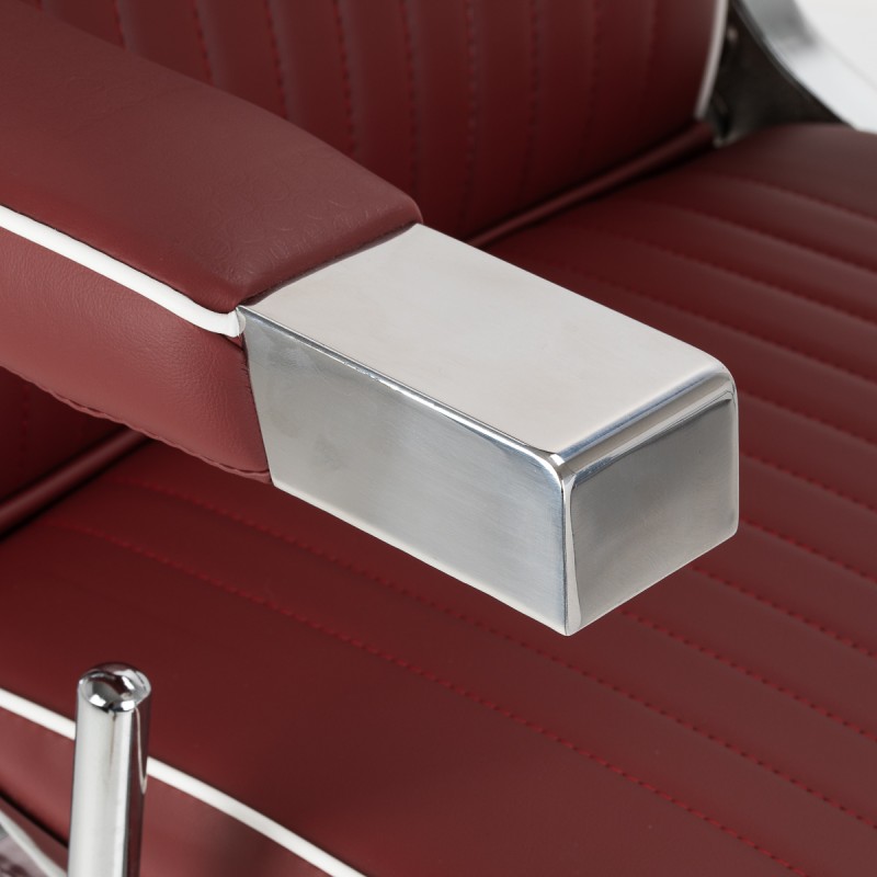Gabbiano fotel barberski Visionerio czerwony chrom rama