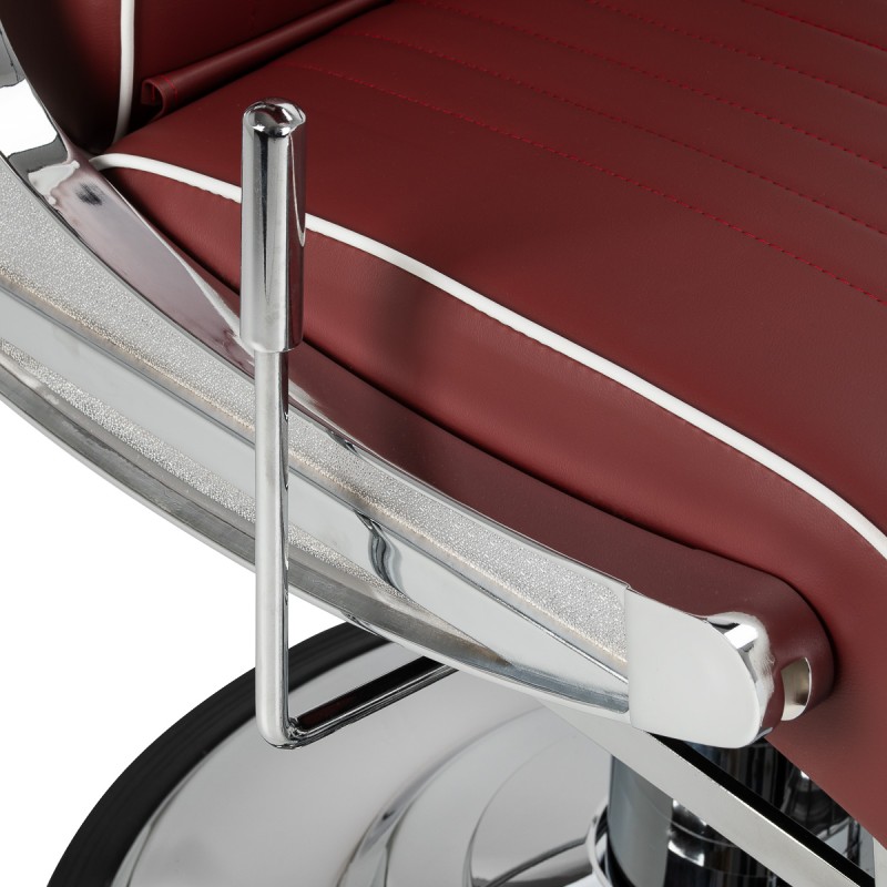 Gabbiano fotel barberski Visionerio czerwony chrom rama