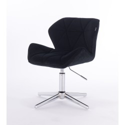 Taboret kosmetyczny czarny PETYR welur - krzyżak chromowany