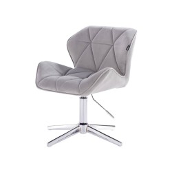Petyr - krzesło kosmetyczne tapicerowane szarym welurem | Sklep...