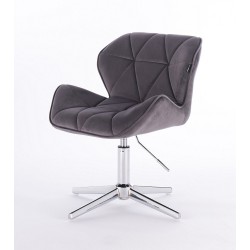 Petyr - krzesło kosmetyczne tapicerowane grafitowym welurem |...