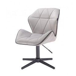 Krzesło do salonu kosmetycznego CRONO welur stalowy - czarny cross