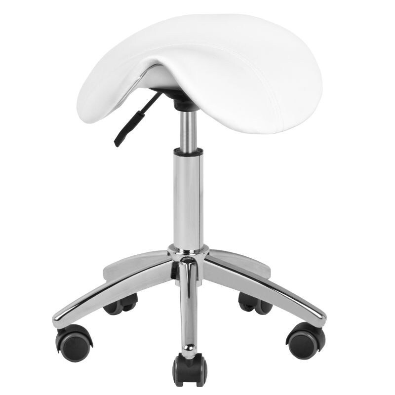 White cosmetic stool on casters