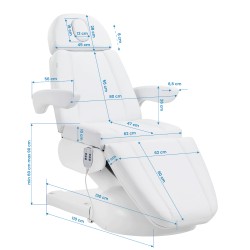 Fotel kosmetyczny elektr. Azzurro Lux 3m biały