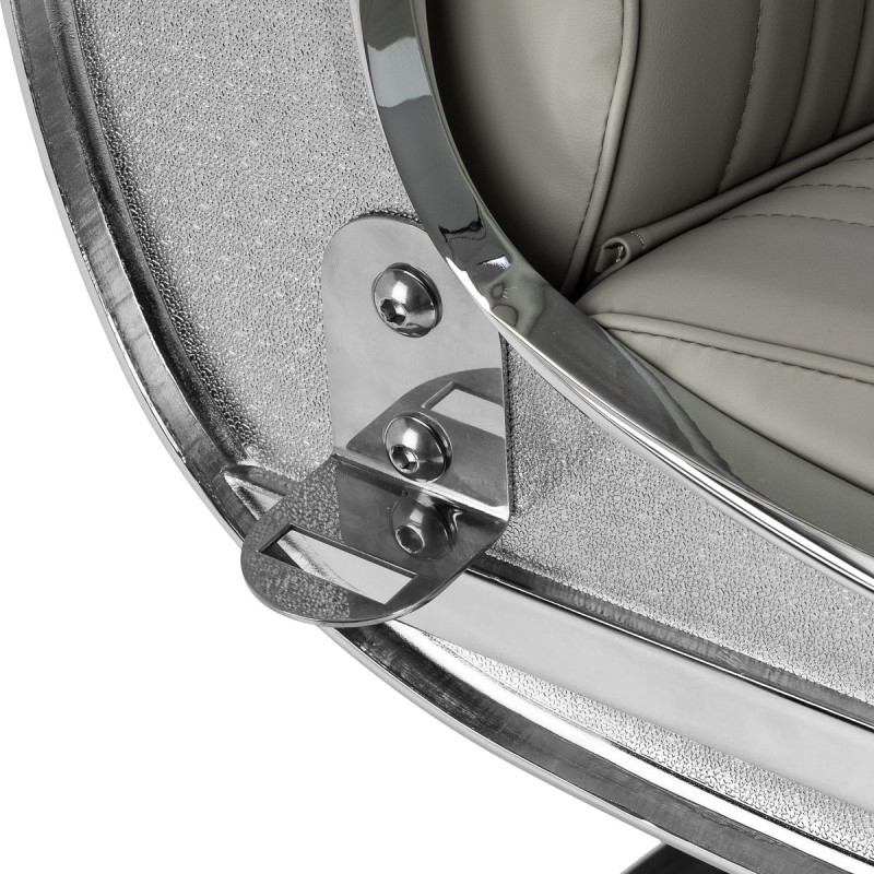 Gray barber chair with chrome