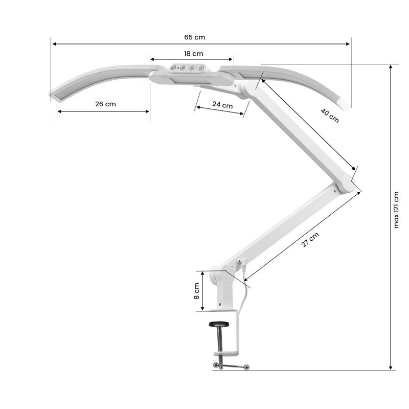 Lampa zabiegowa do manicure Glow L05 łuk do blatu biała