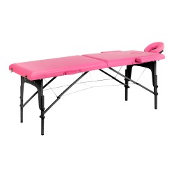 Stół składany do masażu drewniany Balance 2 segmentowe róż czarne drewno