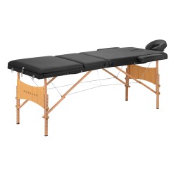 Stół składany do masażu drewniany Balance Lux 3 segmentowy 190x70 czarny