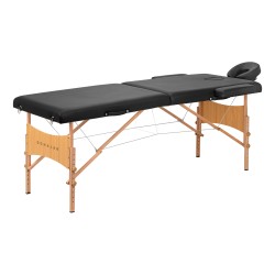 Stół składany do masażu drewniany Balance Lux 2 segmentowy 190x70 czarny