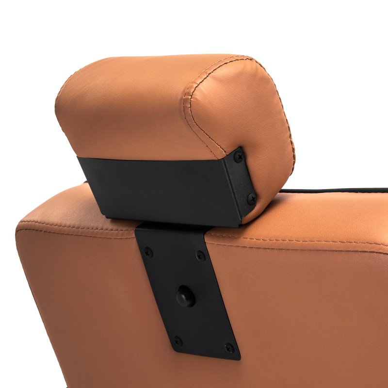 Light-brown leather barber chair black-frame